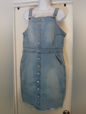 NWOT Women's Wax Jean Light Blue Button-Front Denim Mini Dress.